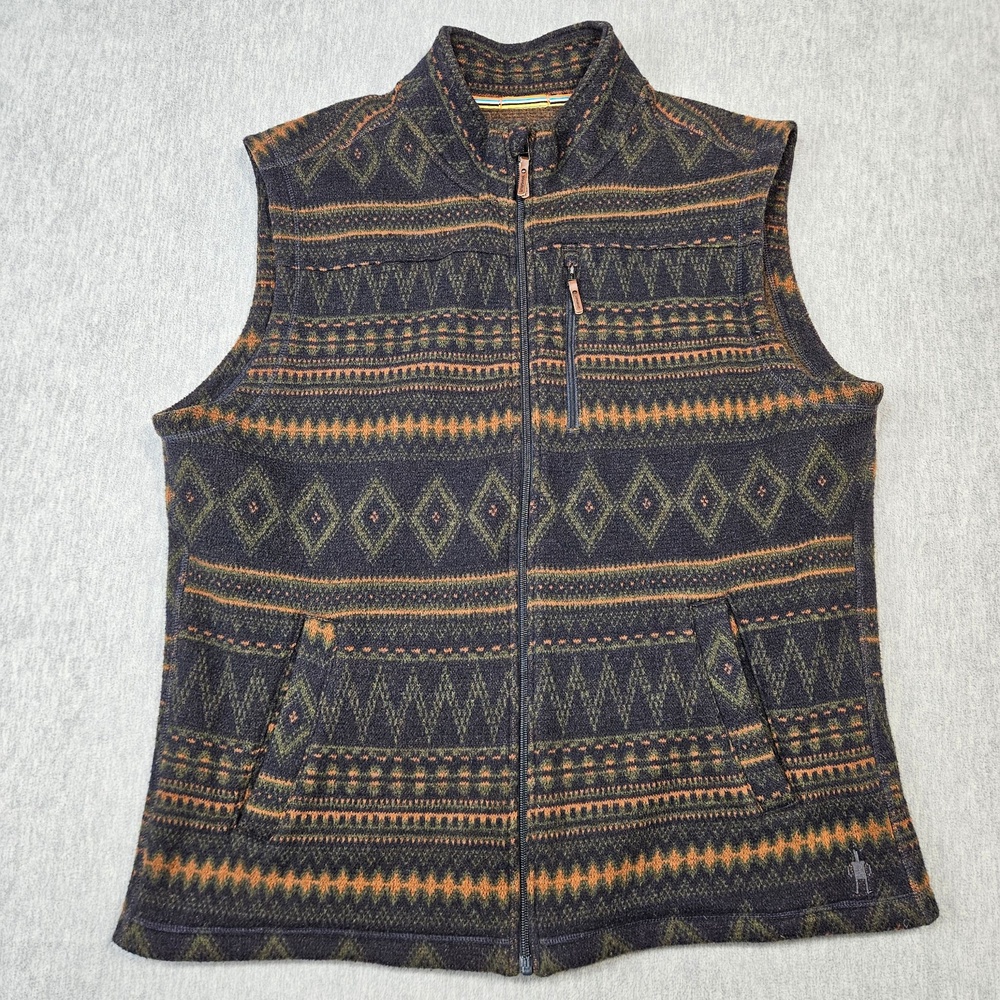 Smartwool Vest Mens XL Hudson Trail Fleece Fair Isle Wool Full Zip